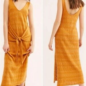 Free People Beach Linen Blend Hamptons Midi Dress.